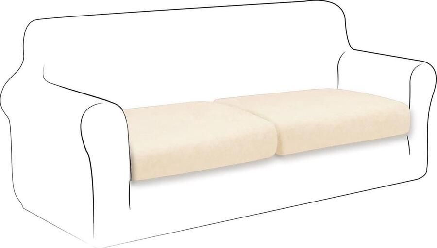 Fluwelen Sofa Zitkussen Hoezen Hoogstretch Meubelbeschermer 2-stuks Grijs Fluweel Grootte L