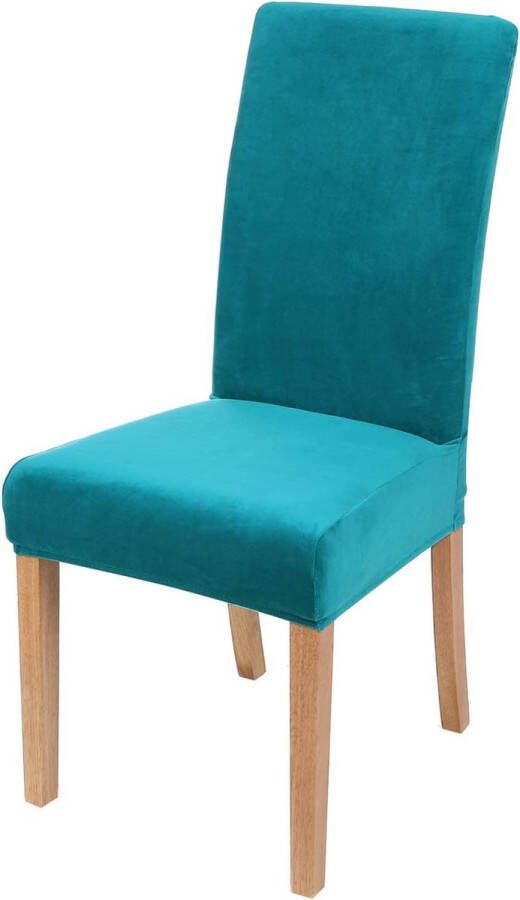 Fluwelen stoelhoezen set van 4 afneembaar wasbaar universeel moderne stoelhoezen elastische stoelhoes pauwengroen