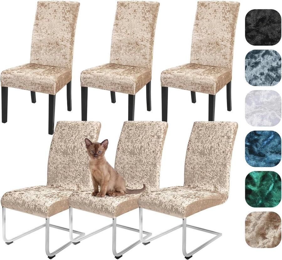 Fluwelen Stoelhoezen Set van 4 6 Stretch Afneembaar en Wasbaar Perfect voor Eetkamer en Bruiloft
