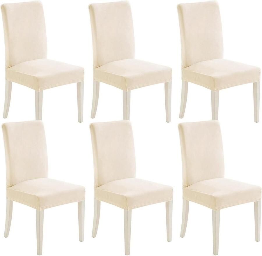 Fluwelen Stoelhoezen Set van 6 en 4 Stuks Wit Schommelstoelen Bureaustoel Overtrek Keuken Woonkamer Banket Familie Bruiloft Feest Stoelhoes