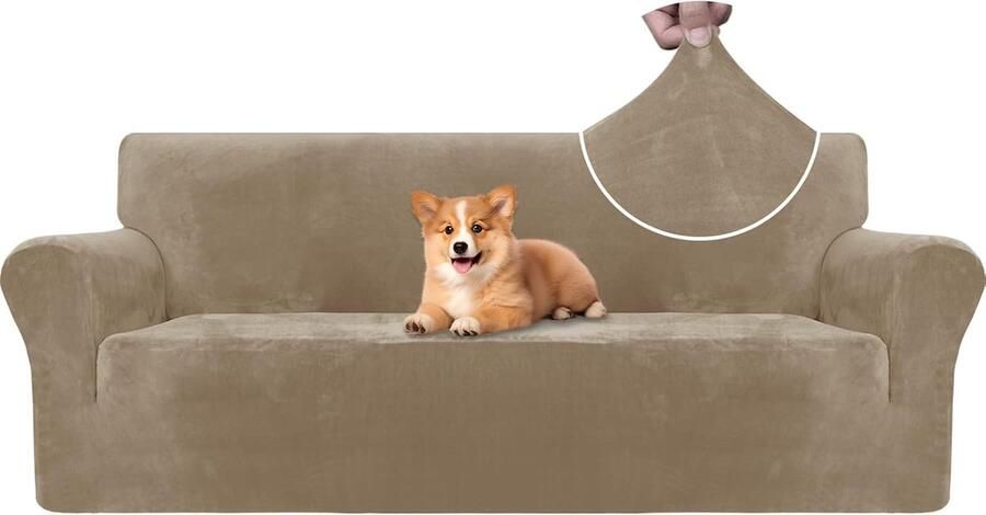 Fluwelen Stretch Bankhoes 3 Zits Universele Sofahoes voor Woonkamer Krasbestendig en Elastisch Ideaal voor Huisdieren