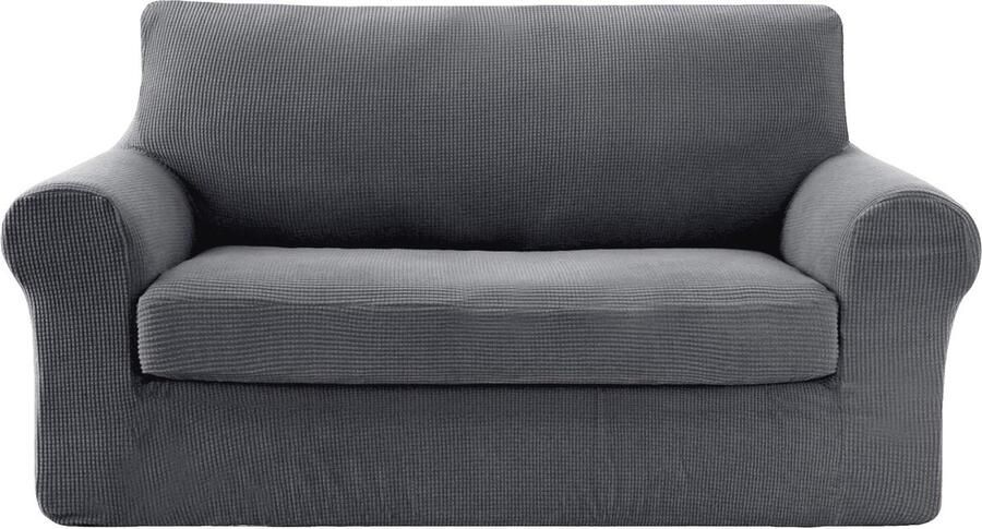 Fluwelen Stretch Bankhoes voor Loveseat Meubelhoes voor 2-zits Bank Antraciet (145-175 cm)