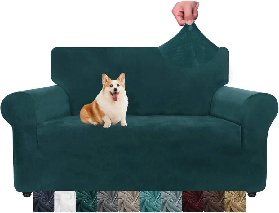 Fluwelen stretch bankovertrek 2-zits Antislip wasbaar en stijlvol voor honden en katten
