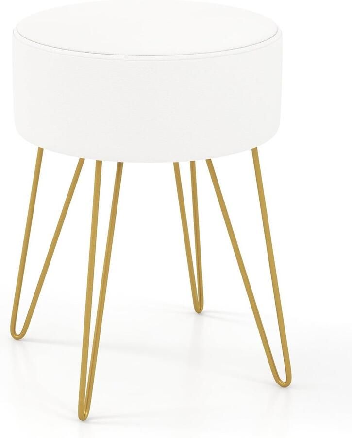 Fluwelen Voetenbank voor Kaptafel of Woonkamer Comfortabele en Duurzame Kruk met Metalen Poten