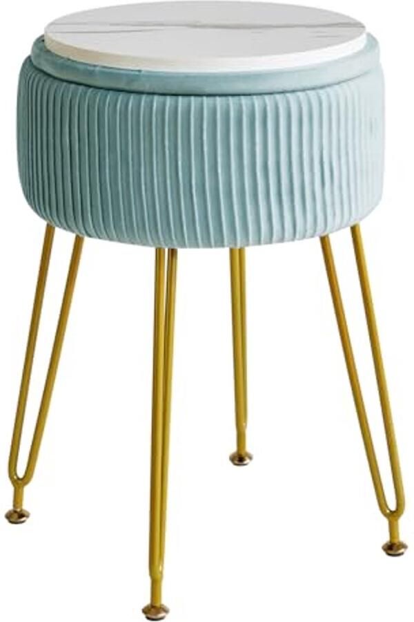 Fluwelen Voetensteun Kruk met Opbergruimte en Geschikte Bijzettafel