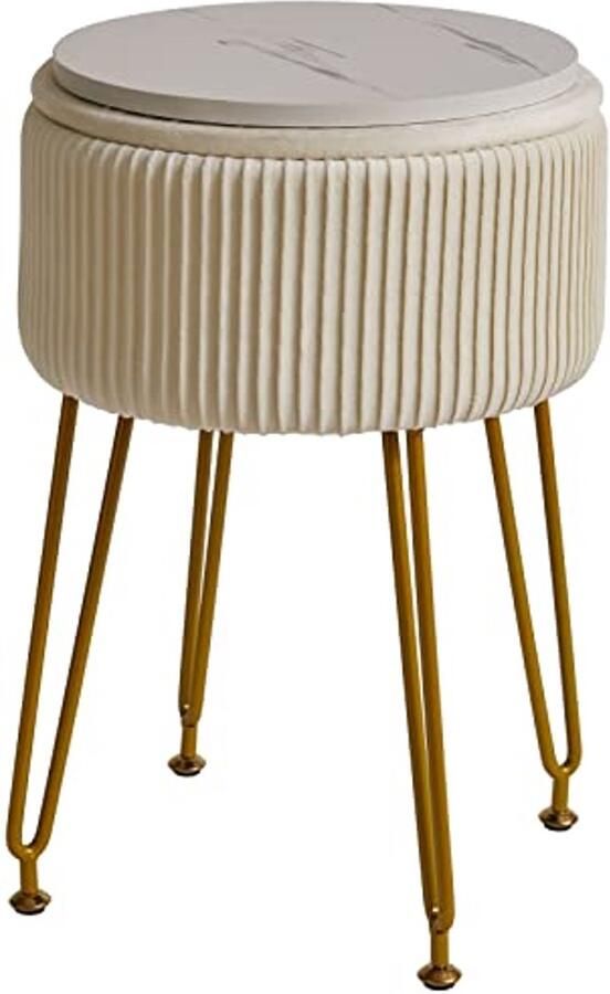 Fluwelen Voetsteun Kruk met Verwijderbare Cover Elegante Make-up en Bijzettafel