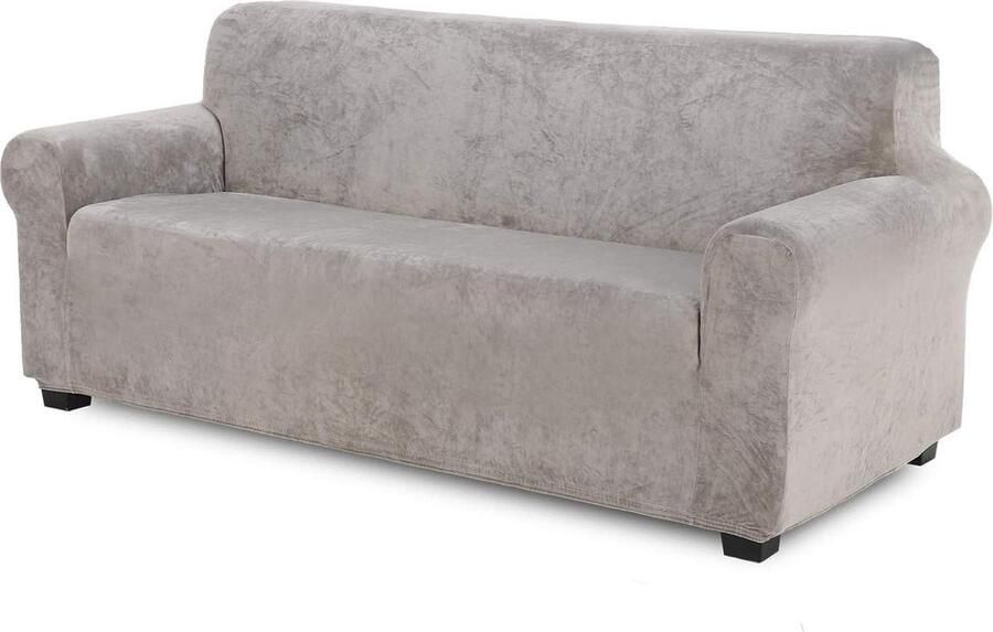 Fluwelen Zachte En Dikke Sofa Hoes Antislip 3-Zits Lichtgrijs Fluweel