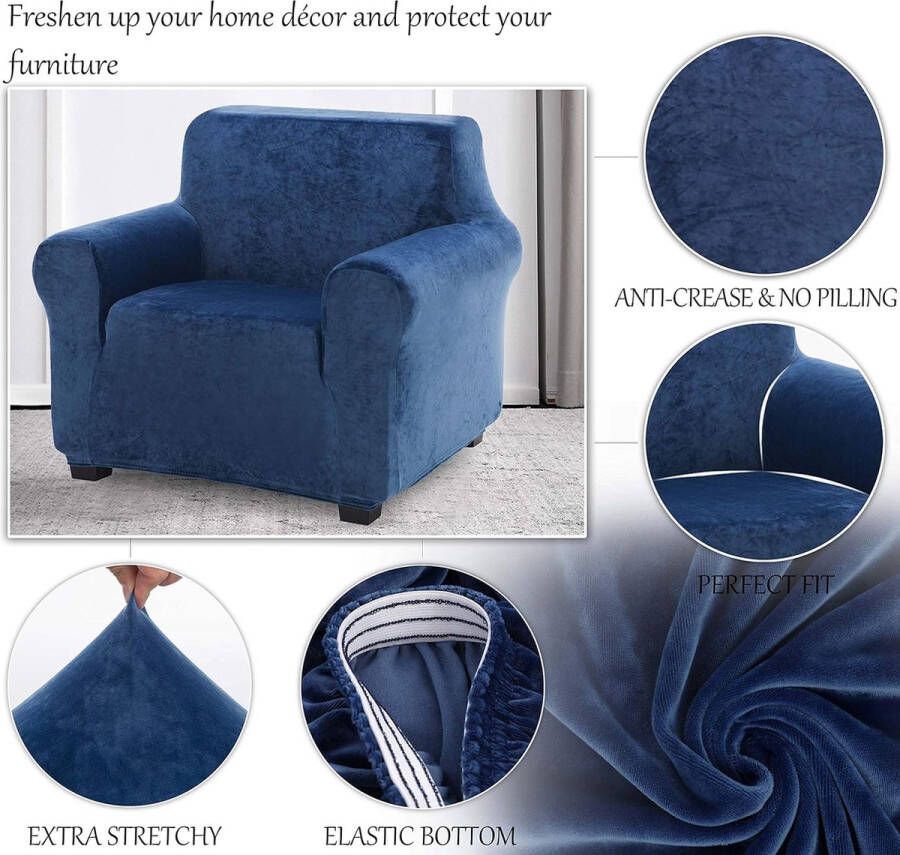 Fluwelen Zachte En Dikke Sofa Hoes Antislip Stijlvolle Hoes Voor Meubels Fluwelen Hoes Voor Hoesjes Stijlvolle Moderne Hoes Voor Fluwelen Pluche Meubels(1-Zits Donkerblauw) - Foto 10