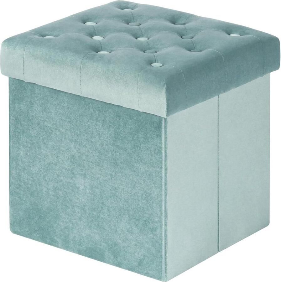 Fluwelen Zitkist met Opbergruimte veelzijdige poef 1 stuk groen fluwelen stof 40 x 40 x 40 cm