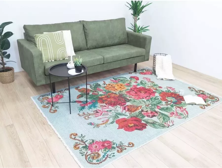 Flycarpets Adrasos Vintage Vloerkleed 120x180cm Gebloemd Kelim Multi