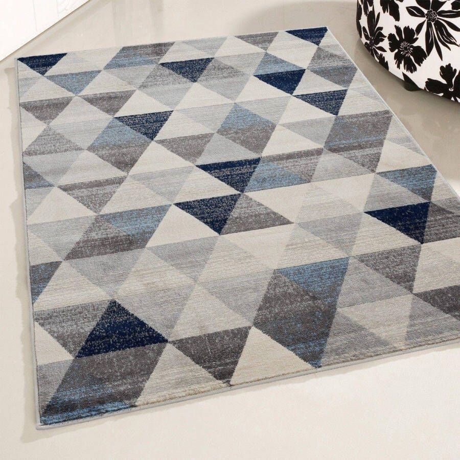 Flycarpets Aricia Driehoekmotief Vloerkleed 160x230cm Blauw