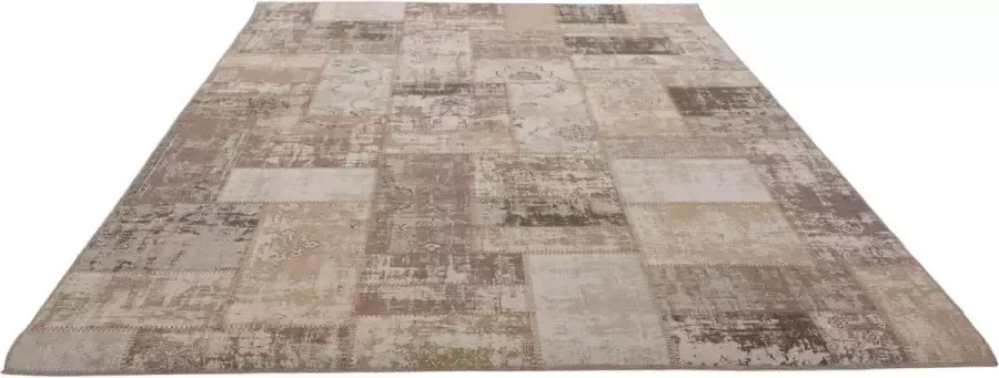 Flycarpets Burano Patchwork Vintage Vloerkleed 160x160cm Beige Vierkant