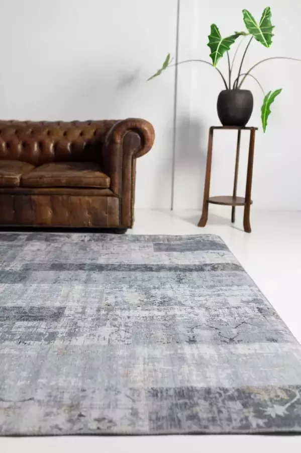 Flycarpets Burano Vintage Patchwork Vloerkleed 160x230cm Grijs