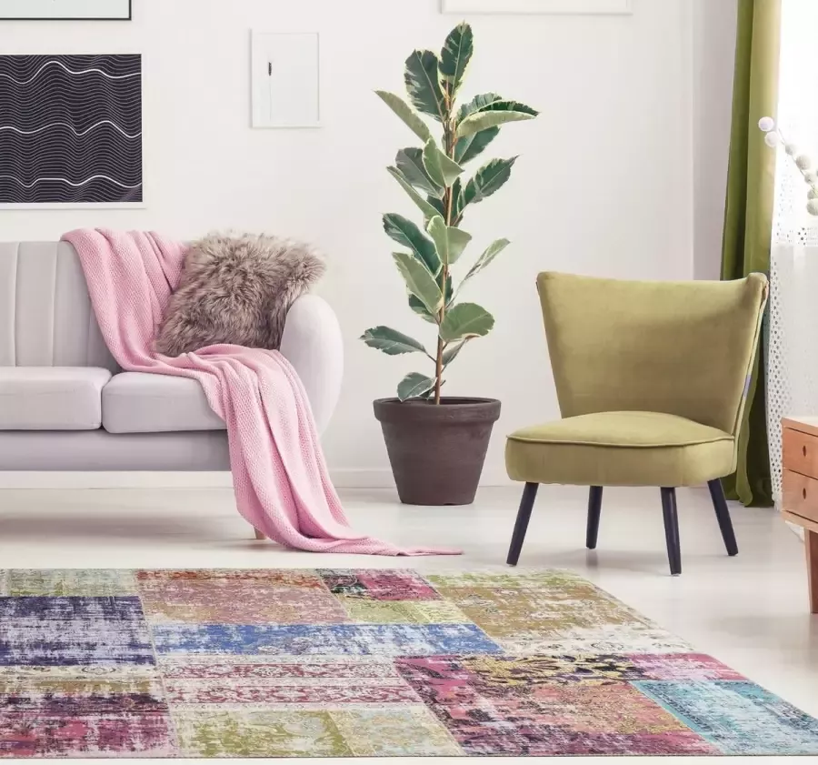 Flycarpets Burano Vintage Patchwork Vloerkleed 230x320cm Multi Laagpolig