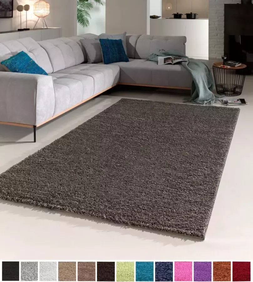 FlyCarpets Candy Shaggy Hoogpolig Vloerkleed Grijs- 100x200 Grijs