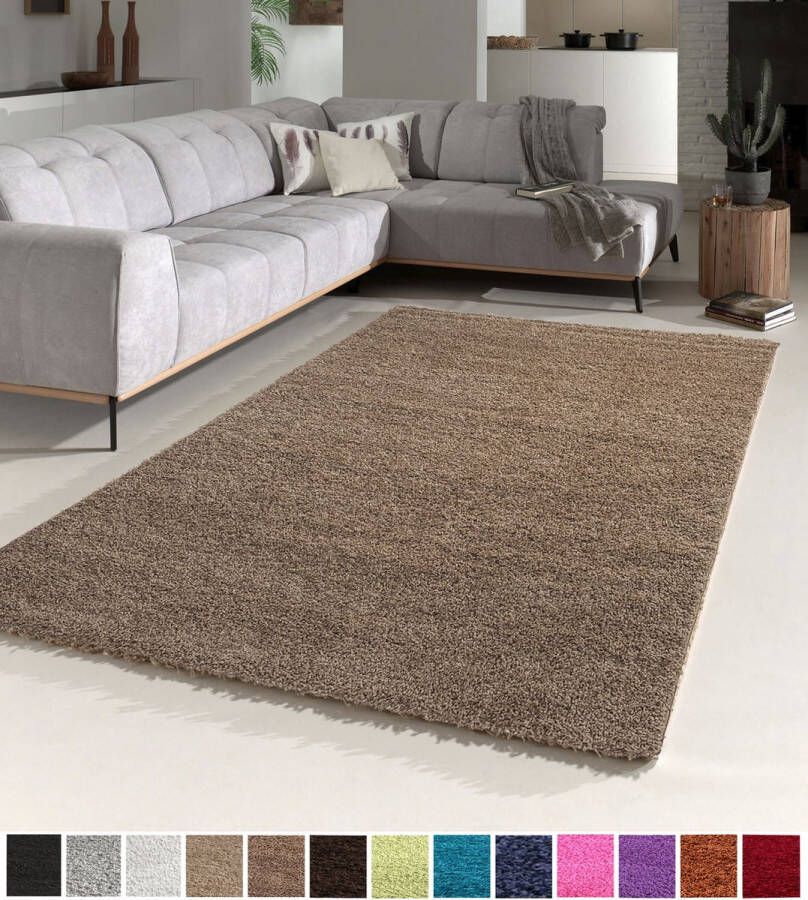 Flycarpets Candy Shaggy Vloerkleed 100x200cm Mocca Hoogpolig