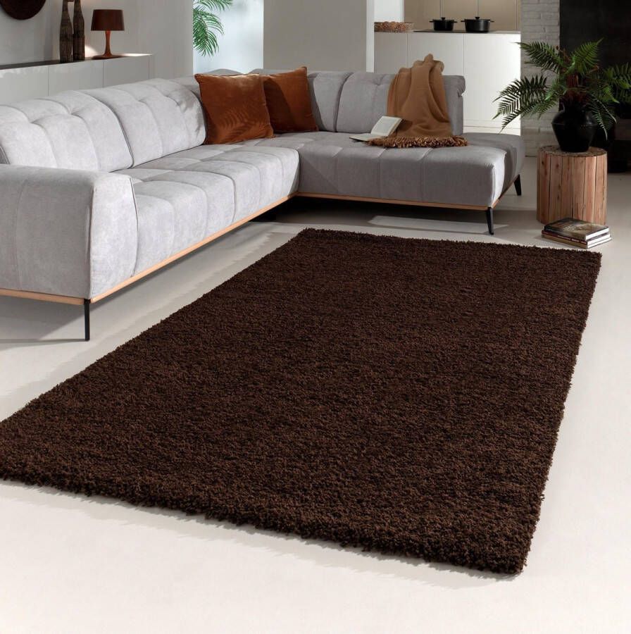 Flycarpets Candy Shaggy Vloerkleed 140x200cm Bruin Hoogpolig