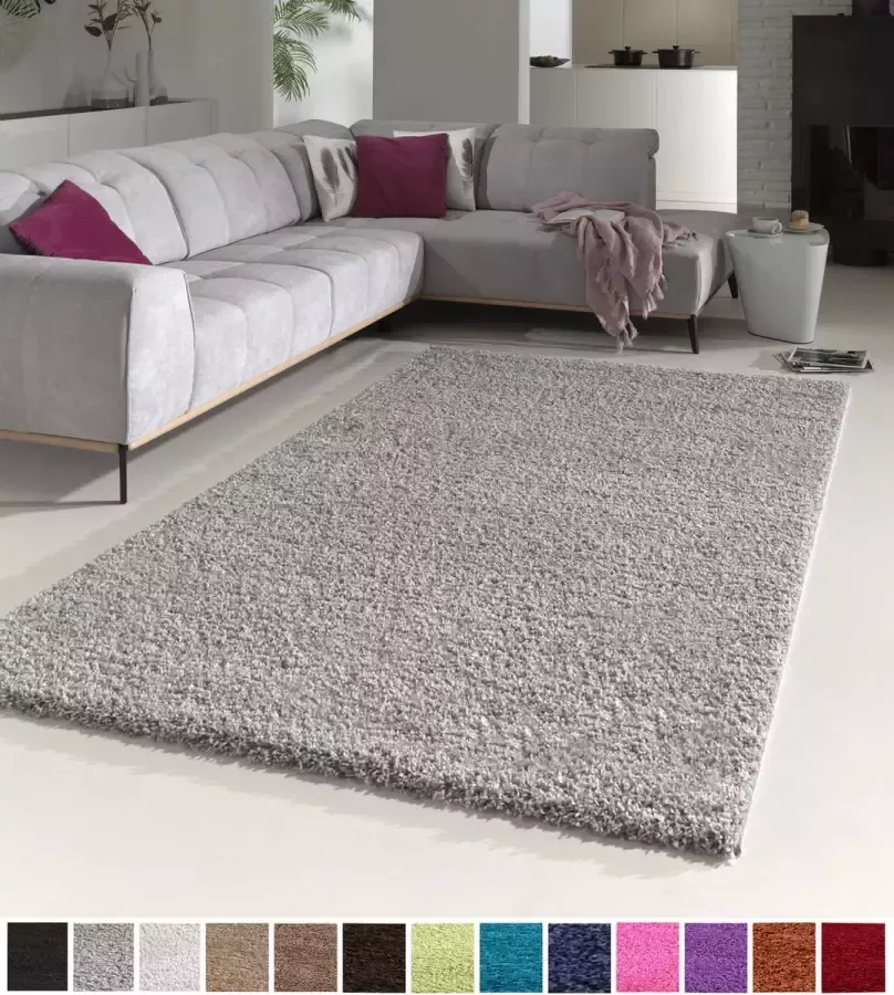 FlyCarpets Candy Shaggy Hoogpolig Vloerkleed Lichtgrijs- 140x200 cm