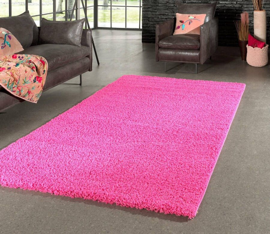 Flycarpets Candy Shaggy Vloerkleed 160x230 cm Fuschia Roze Hoogpolig Woonkamer Kinderkamer