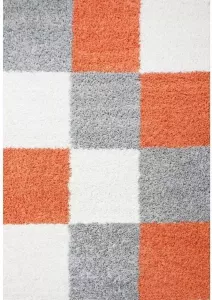 Flycarpets Candy Shaggy Vloerkleed 160x230 cm Oranje Geblokt