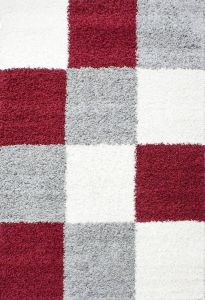Flycarpets Candy Shaggy Vloerkleed 160x230 cm Rood Geblokt