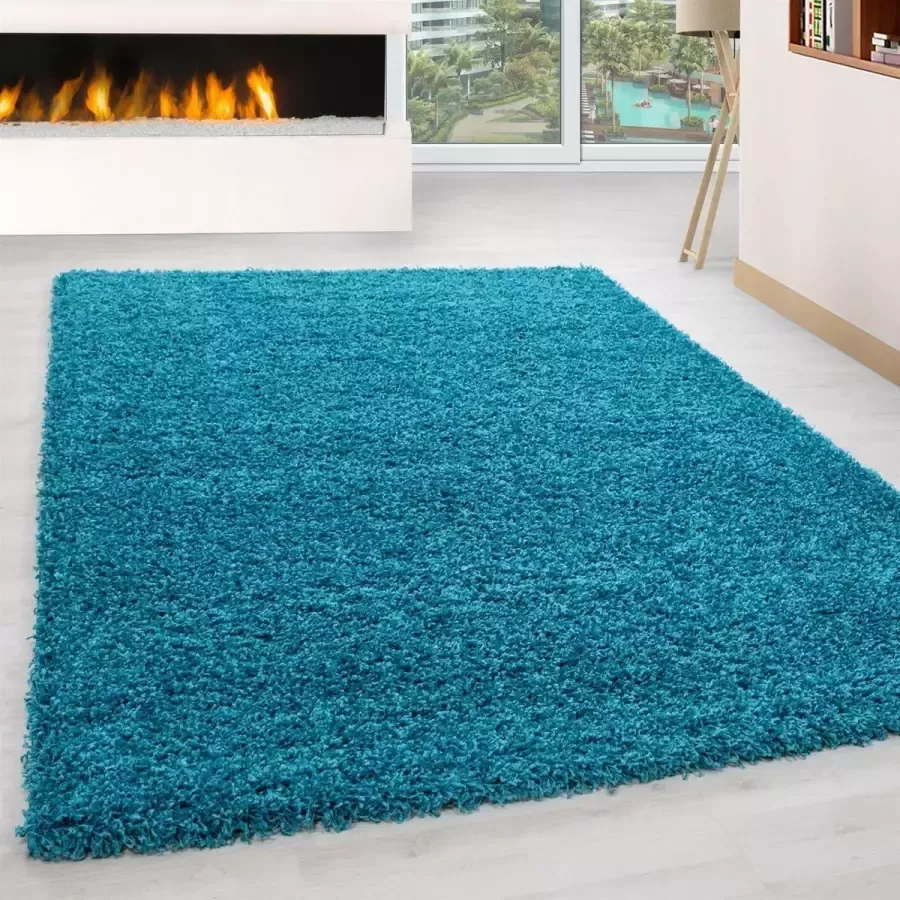 Flycarpets Candy Shaggy Vloerkleed 200x290cm Turquoise Hoogpolig