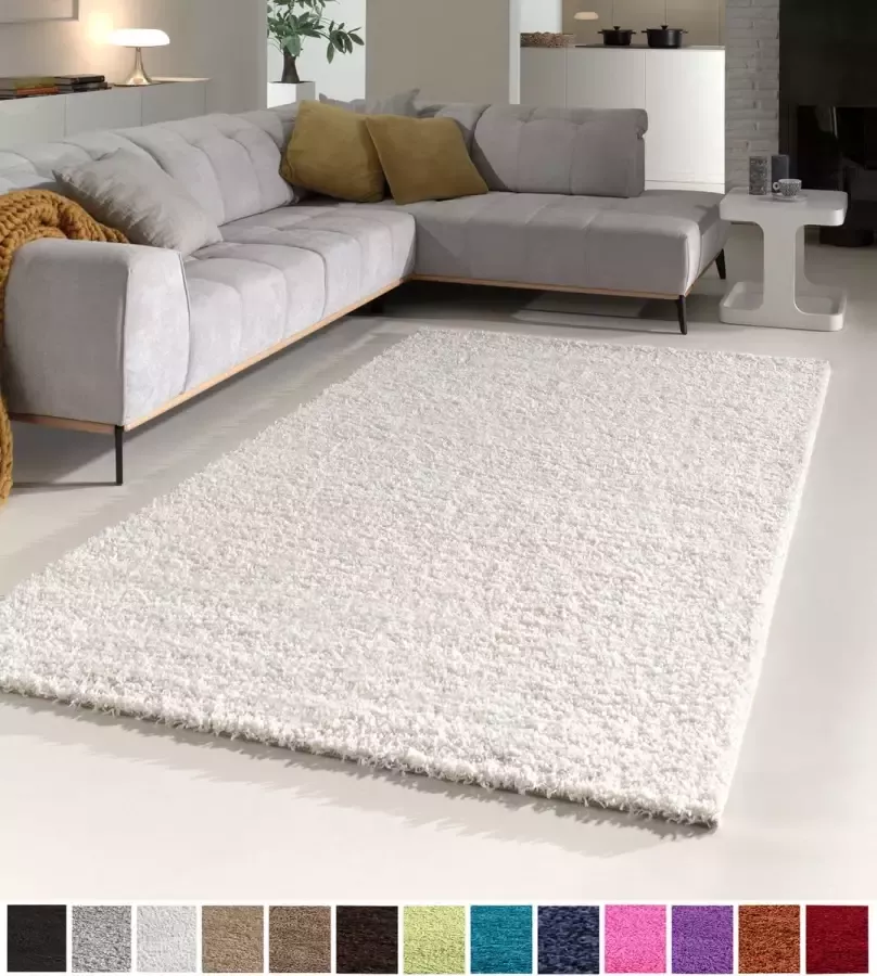 Flycarpets Candy Shaggy Vloerkleed 80x250cm Crème Hoogpolig Loper voor in de gang keuken slaapkamer