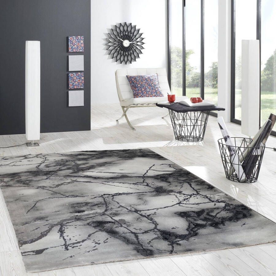 Flycarpets Carrara Modern Vloerkleed Marmer Design Grijs Afmeting: 200x290 cm