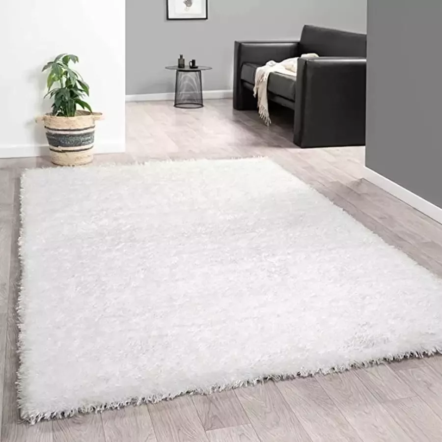 FlyCarpets Nox Hoogpolig Vloerkleed Wit Effen 200 X 290 CM