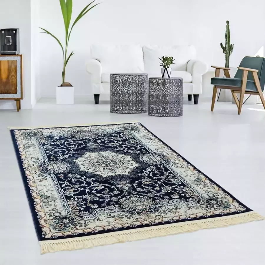 Flycarpets Tachmahal Klassiek Vloerkleed- 120 X 170 CM- Donkerblauw