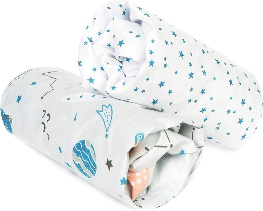 FlyIdeas 2x Hoeslaken 160x80 cm Voor Kinderbed Babybed 100% Puur en Zeer Zacht Katoen Gecertificeerd Mooie Gekleurde Patronen voor Kinderen EU Gemaakt