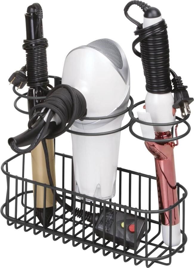 Föhnhouder voor wandmontage praktisch badkamerrek met 3 houders voor het opbergen van föhn optimale badkamerorganizer voor krultang stijltang en haardroger zwart