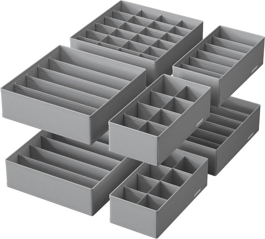 8 Drawer Dividers Foldable Underwear Organiser for Bras Panties Socks and Ties Dove Grey