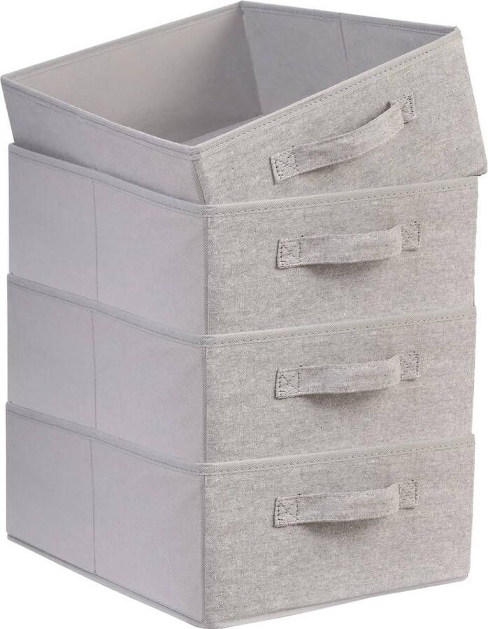 Foldable storage boxes fabric wardrobe drawer organizer system for wardrobe clothes underwear etc. set of 4 gray. Opvouwbare opbergdozen van stof kastlade-organizersysteem voor kledingkast kleding ondergoed enz. set van 4 grijs