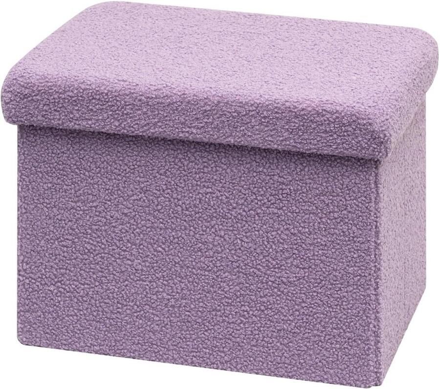 Folding Seat Cube with Storage Space Velvet 42 x 32 x 32 cm Violet