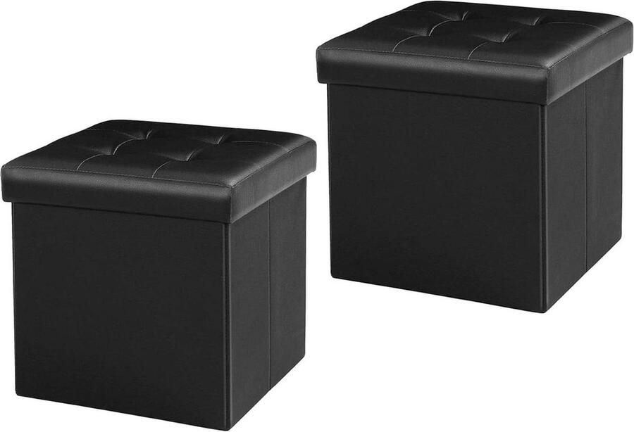 Footpall Opberglade Opvouwbare kruk Geschikt voor extra opbergruimte Zwart