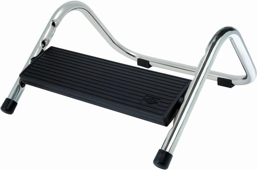 Footrest Step Four Way Adjustable Non-Slip 34.5 x 33.5 x 16.5 cm Shiny Nickel Black