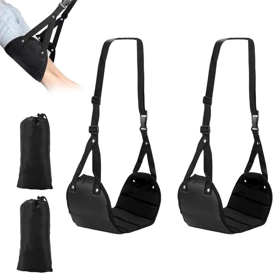 Footrests 2 Pieces Foot Rest for Car Kids Airplane Seat and Office Bedroom Relaxation Comfort Black