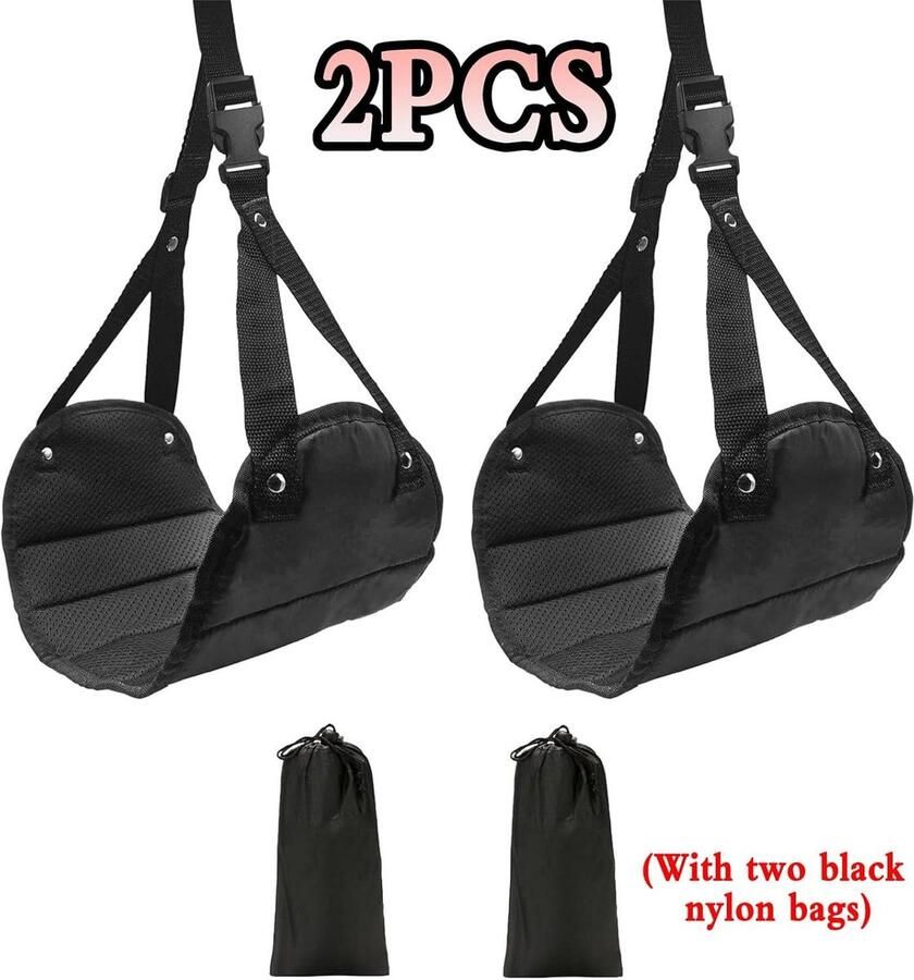 Footrests 2 Pieces Foot Rest for Car Kids Airplane Seat Extension for Office Bedroom Relaxation Comfort Black