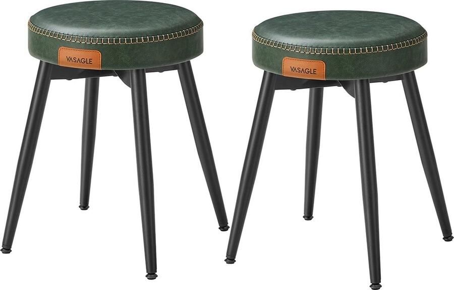 Rootz Living Rootz Forest Green Steel Barstoelenset Tegenkruk Keukenkruk 58D Vormschuim PU-synthetisch leer Multiplex 48 cm x 48 cm x 48 2 cm Lichtgewicht Stevig Eenvoudige montage