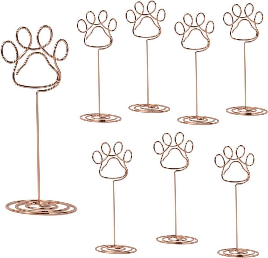 Fotohouder met clips memoclip fotostandaard plaatskaarthouder fotohouder tafelnummerhouder kaartenstandaard tafel voor kantoor bruiloft (kattenklauwpatroon rosé goud 20 stuks)