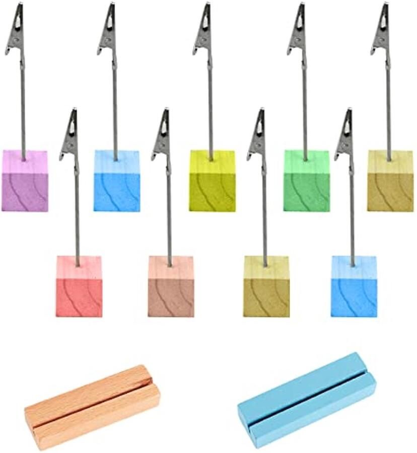 Fotohouders met Klemmen 12 Stuks Houten Kaarthouders voor Tafel en Notities