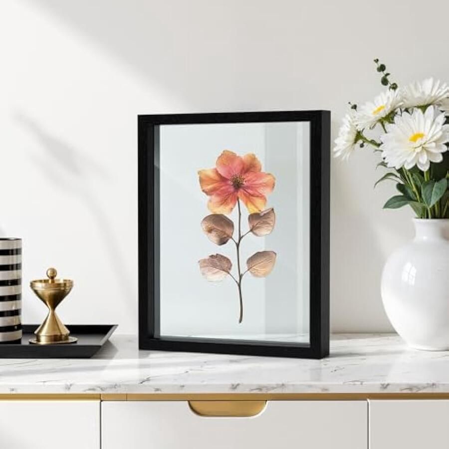 Fotolijst 13 x 18 cm 10 x 15 cm 15 x 20 cm zwevend effect of 20 x 25 cm zonder zwevend effect zwart hout dubbel glas voor op het bureau of aan de muur geschikt als cadeau