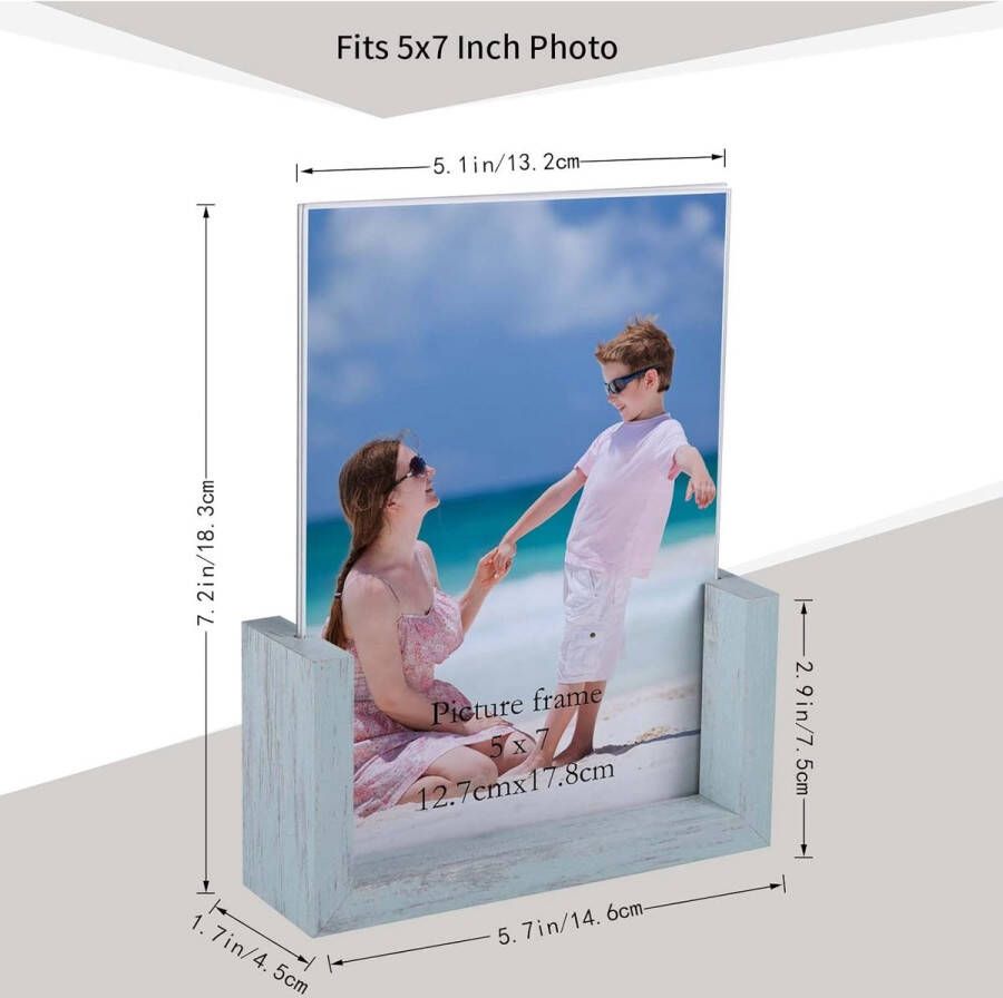 Fotolijst 13 x 18 cm 2 stuks U-vorm glazen fotolijst om op tafel te zetten voor slaapkamer kantoor thuis of tafelstandaard