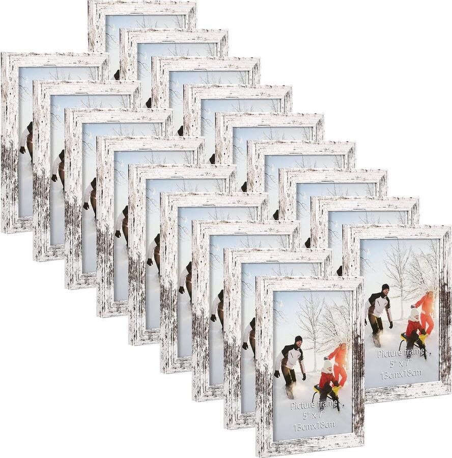 Fotolijst 13 x 18 cm set van 18 MDF fotolijst voor muur en tafel geschikt voor gebruik in kantoren en woningen vintage wit