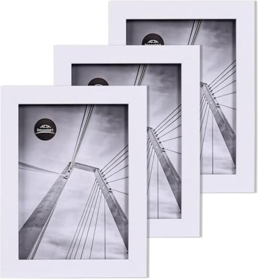 Fotolijst 13x18 cm MDF set van 3 met onbreekbaar acrylglas voor muur en tafel