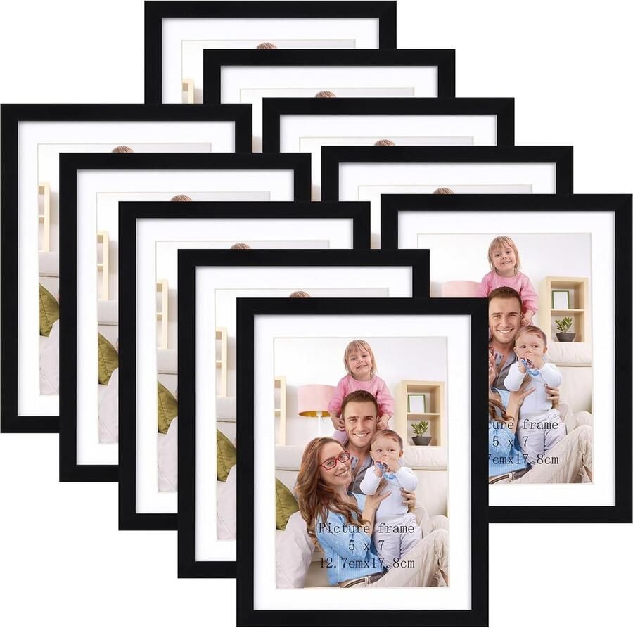 Fotolijst 15 x 20 cm Set van 10 stuks Zwart Ideaal voor muur en tafel