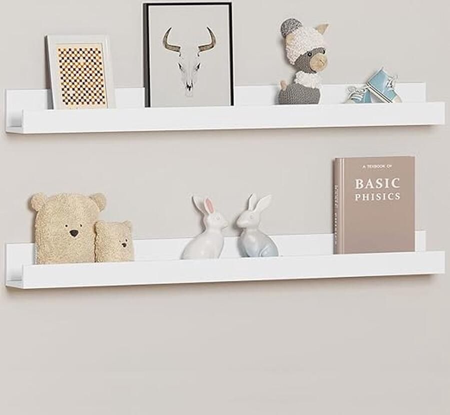 Fotolijst 2 stuks 100 cm lang fotolijst wandrek fotohouder modern in wit RG9297ws-2