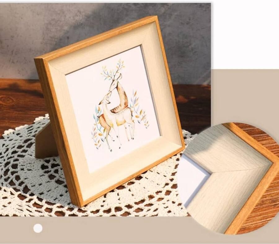 Fotolijst 20 x 20 cm Witte Houtkleur Geschikt voor Tafel of Muur