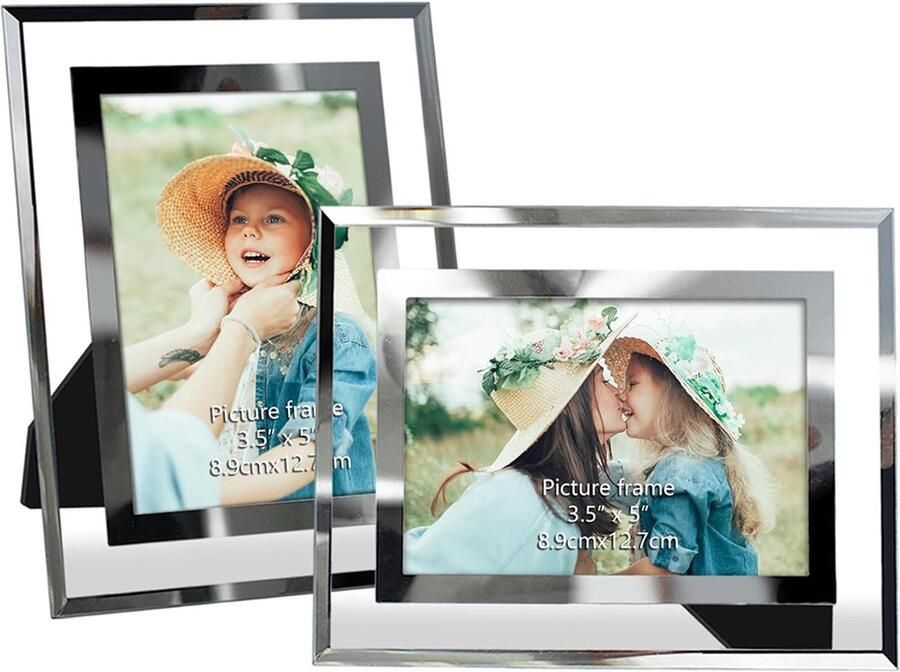 Fotolijst 5-inch fotolijst Glazen fotolijst Set van 2 Kan op een tafel worden geplaatst of aan de muur worden gehangen Geschikt voor het opbergen van foto's van 8 9 × 12 7 cm